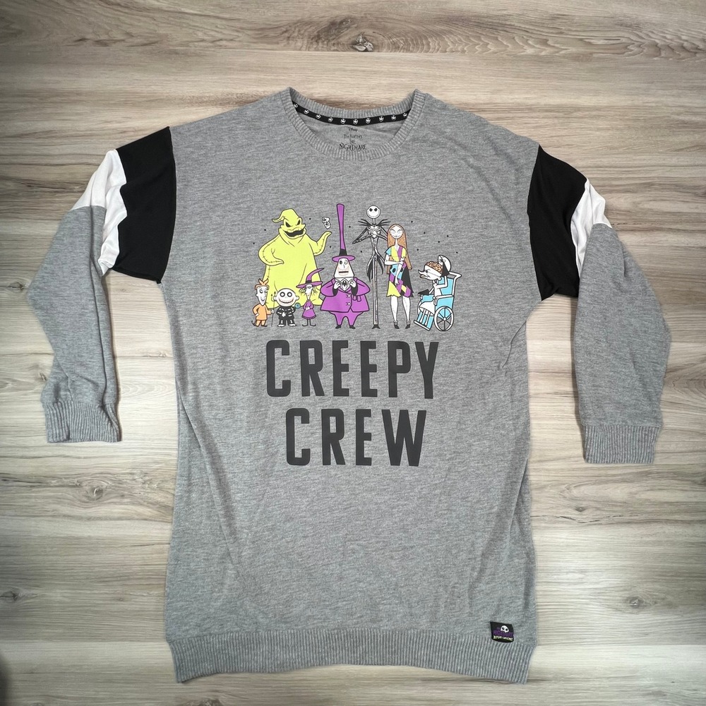 Disney The Nightmare Before Christmas Creepy Crew Gray Long Sleeve Shirt L